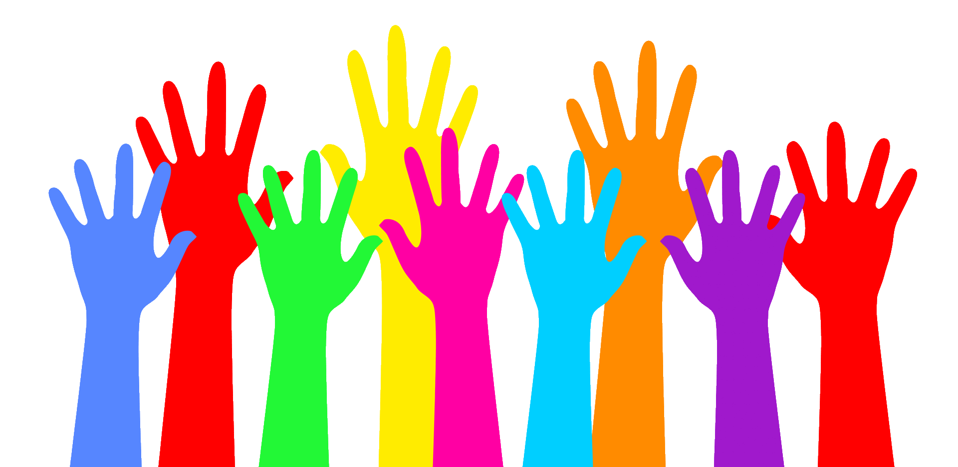 Raised hands (all colors)